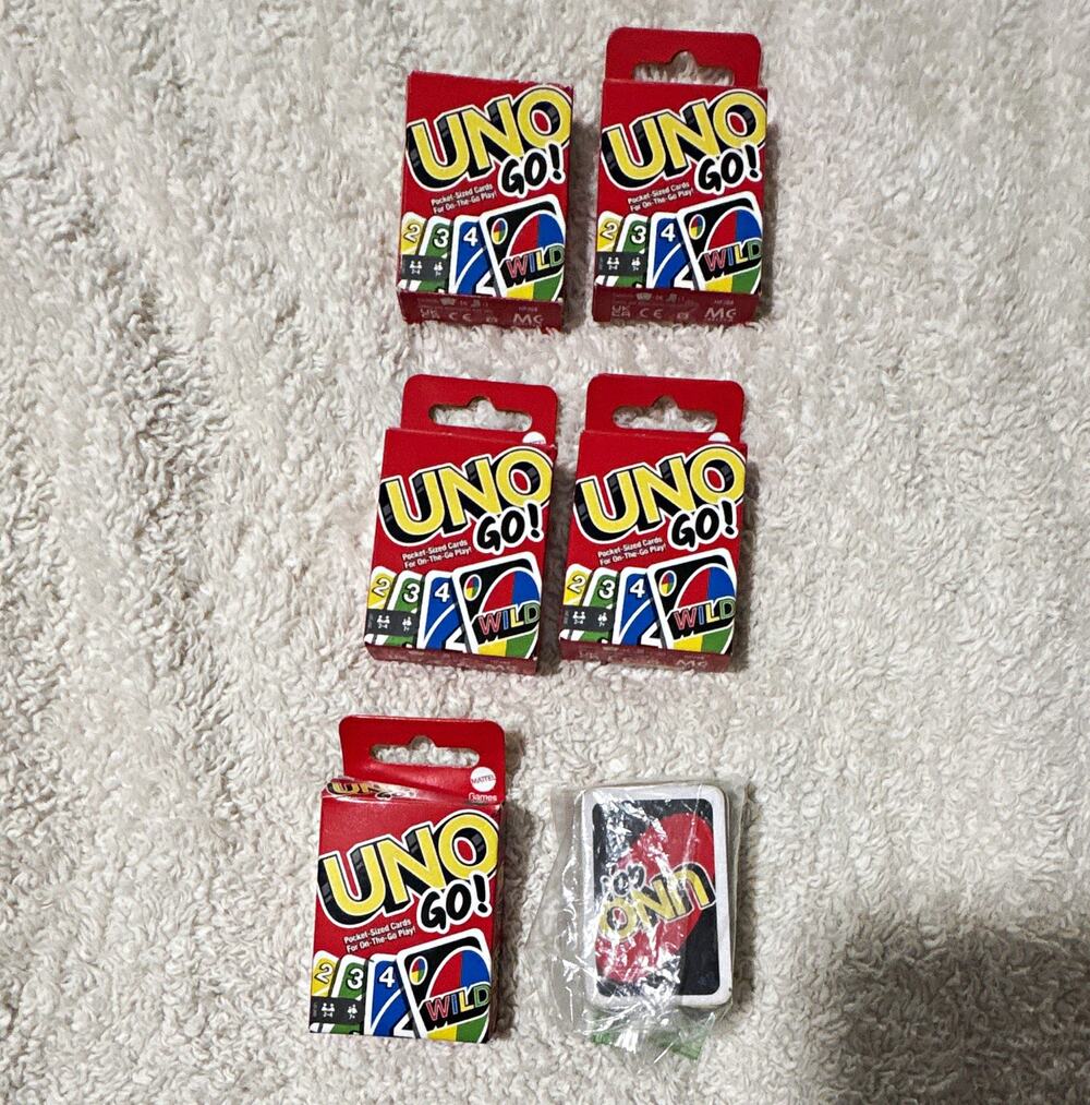 Lot of 6 UNO Go! Pocket Size Card Games, classroom used, color # learning